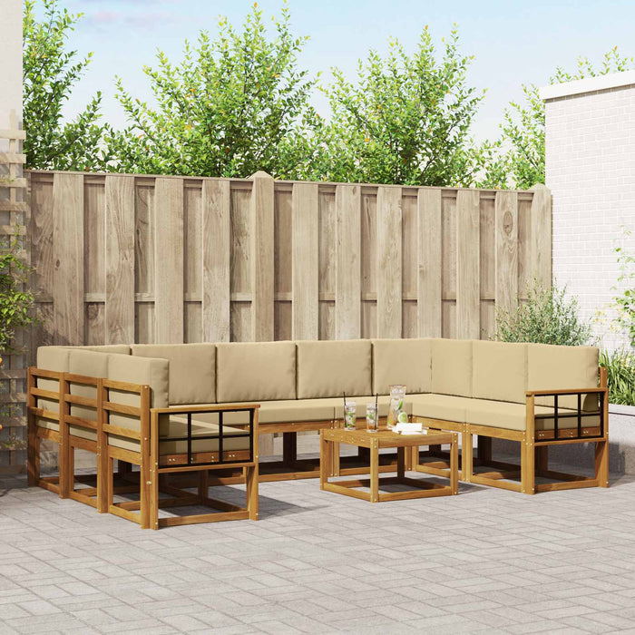Set de canapele de exterior cu pernă 10 pcs Natural și Bej - WALTI WALTI