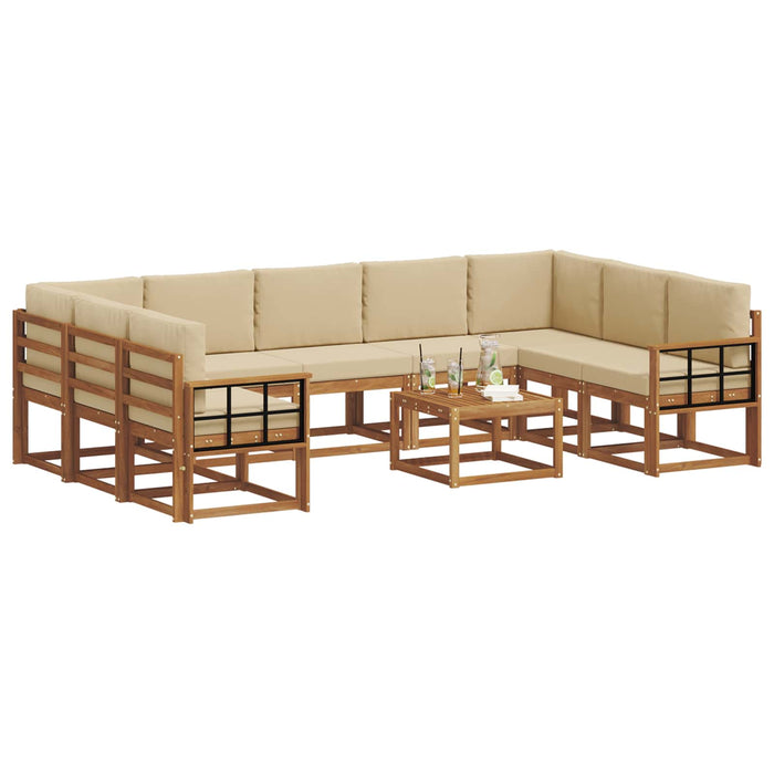 Set de canapele de exterior cu pernă 10 pcs Natural și Bej - WALTI WALTI