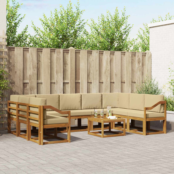 Set de canapele de exterior cu pernă 10 pcs Natural și Bej - WALTI WALTI