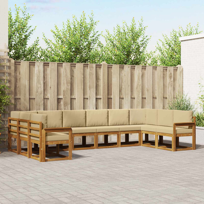 Set de canapele de exterior cu pernă 10 pcs Natural și Bej - WALTI WALTI