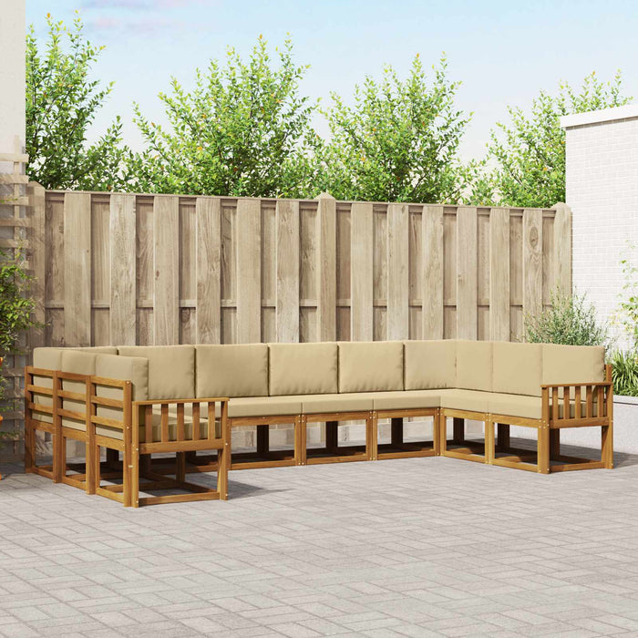 Set de canapele de exterior cu pernă 10 pcs Natural și Bej - WALTI WALTI
