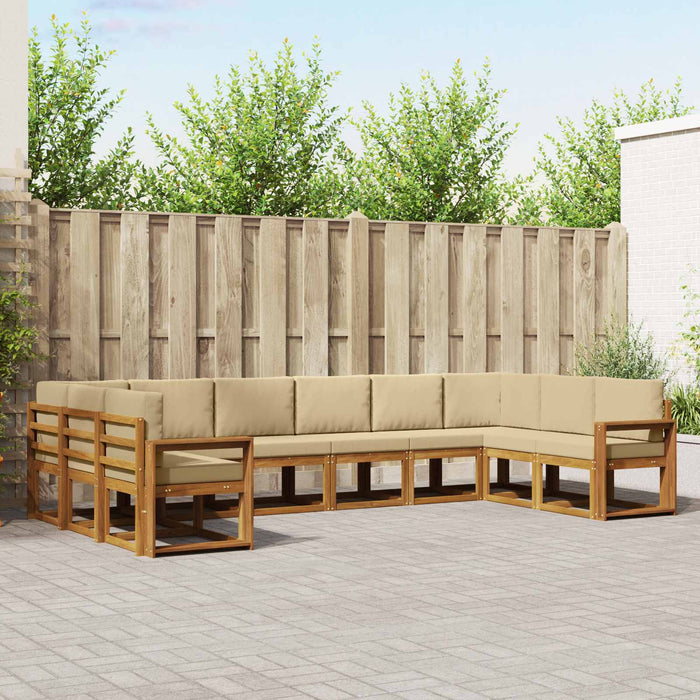 Set de canapele de exterior cu pernă 10 pcs Natural și Bej - WALTI WALTI