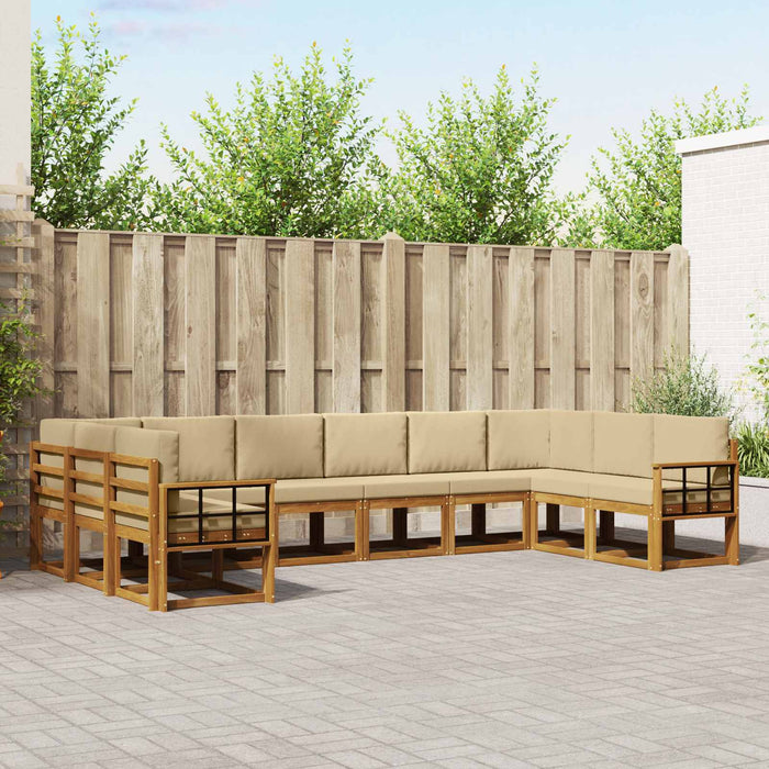 Set de canapele de exterior cu pernă 10 pcs Natural și Bej - WALTI WALTI