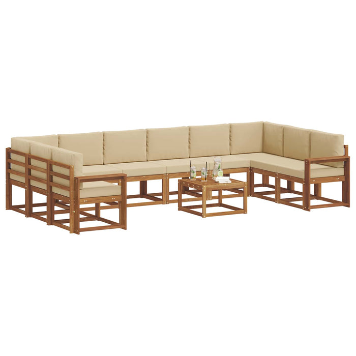 Set de canapele de exterior cu pernă 11 pcs Natural și Bej - WALTI WALTI