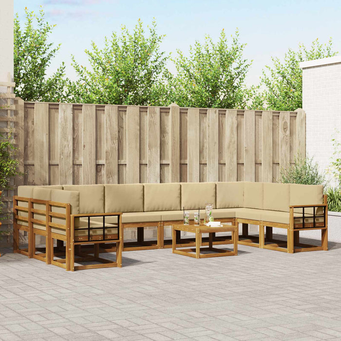 Set de canapele de exterior cu pernă 11 pcs Natural și Bej - WALTI WALTI