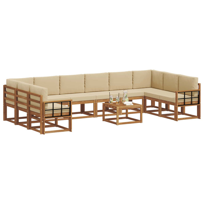 Set de canapele de exterior cu pernă 11 pcs Natural și Bej - WALTI WALTI