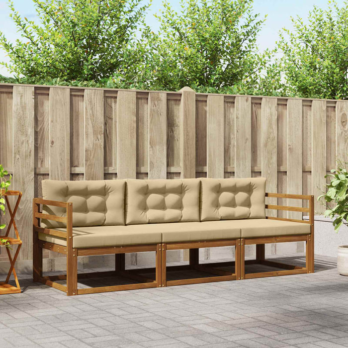 Set de canapele de exterior cu pernă 3 pcs Natural și Bej - WALTI WALTI