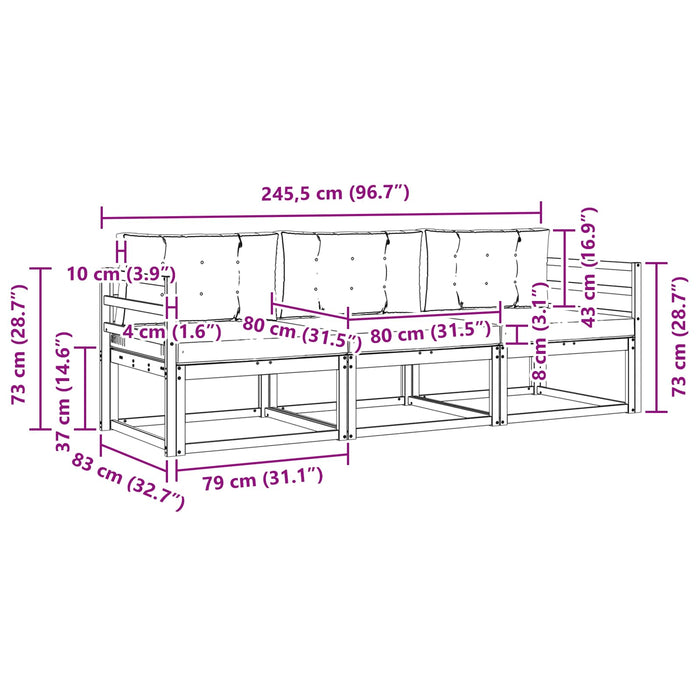 Set de canapele de exterior cu pernă 3 pcs Natural și Bej - WALTI WALTI