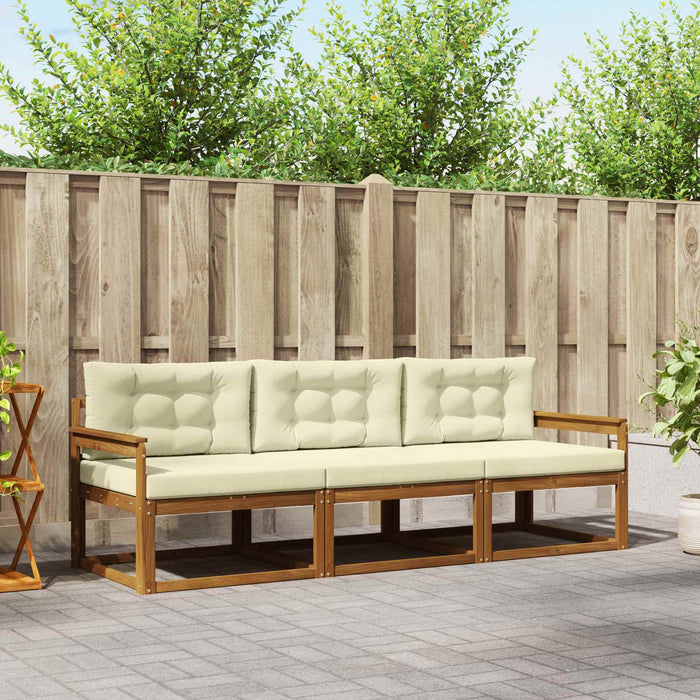 Set de canapele de exterior cu pernă 3 pcs Natural și Crem - WALTI WALTI