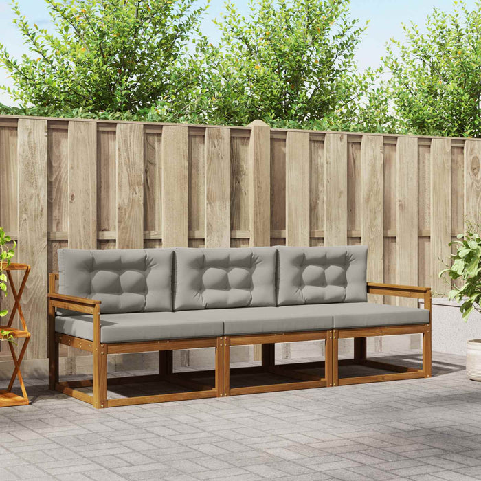 Set de canapele de exterior 3 pcs Gri natural și deschis - WALTI WALTI