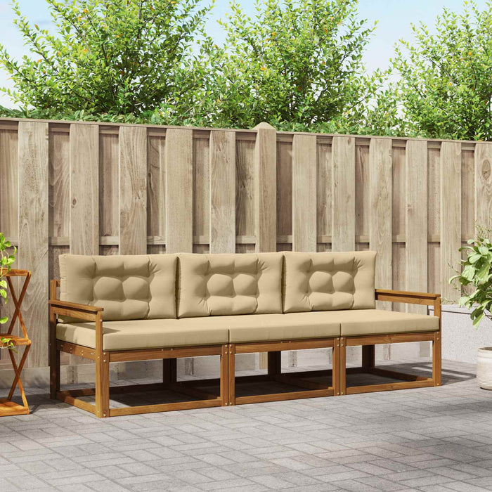 Set de canapele de exterior cu pernă 3 pcs Natural și Bej - WALTI WALTI