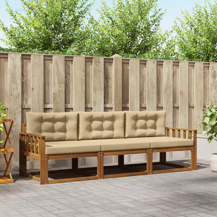 Set de canapele de exterior cu pernă 3 pcs Natural și Bej - WALTI WALTI