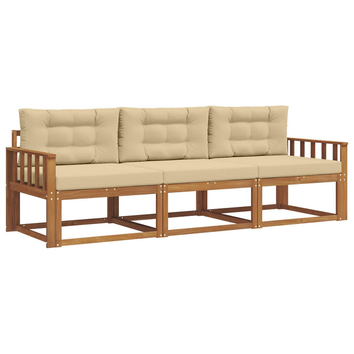 Set de canapele de exterior cu pernă 3 pcs Natural și Bej - WALTI WALTI
