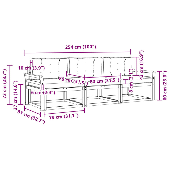 Set de canapele de exterior cu pernă 3 pcs Natural și Antracit - WALTI WALTI