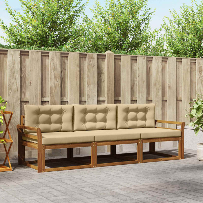 Set de canapele de exterior cu pernă 3 pcs Natural și Bej - WALTI WALTI