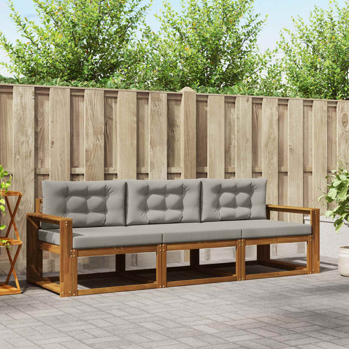 Set de canapele de exterior 3 pcs Gri natural și deschis - WALTI WALTI
