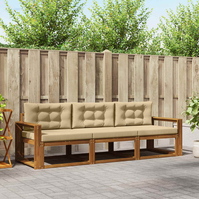 Set de canapele de exterior cu pernă 3 pcs Natural și Bej - WALTI WALTI