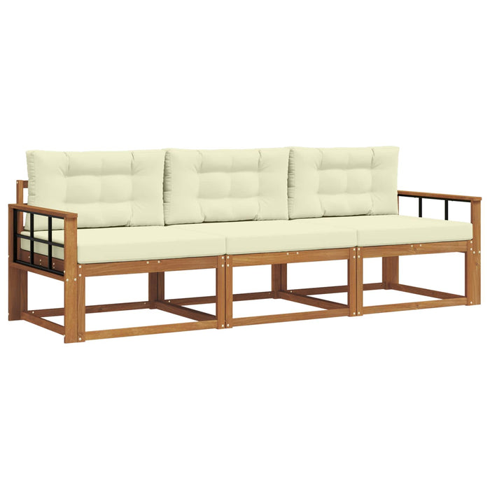 Set de canapele de exterior cu pernă 3 pcs Natural și Crem - WALTI WALTI