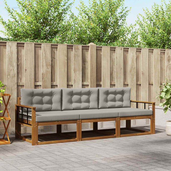Set de canapele de exterior 3 pcs Gri natural și deschis - WALTI WALTI