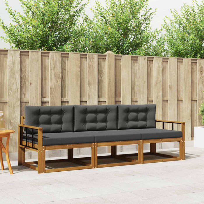 Set de canapele de exterior cu pernă 3 pcs Natural și Antracit - WALTI WALTI