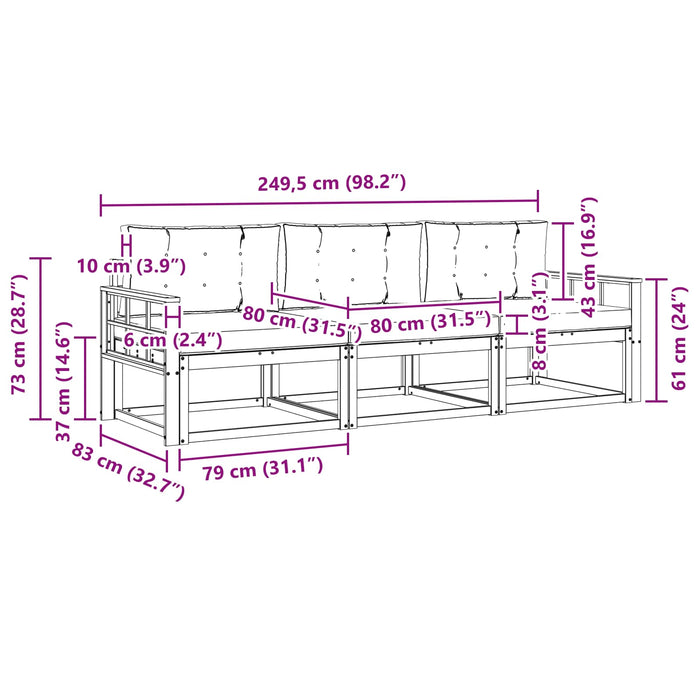Set de canapele de exterior cu pernă 3 pcs Natural și Antracit - WALTI WALTI
