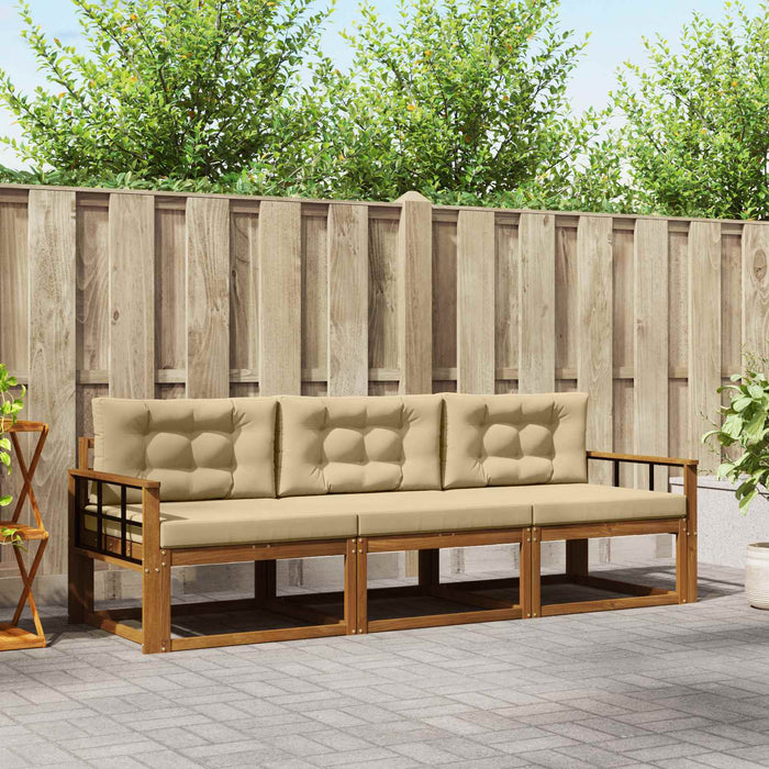 Set de canapele de exterior cu pernă 3 pcs Natural și Bej - WALTI WALTI