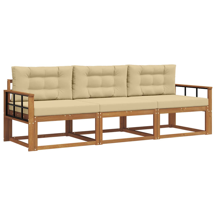 Set de canapele de exterior cu pernă 3 pcs Natural și Bej - WALTI WALTI