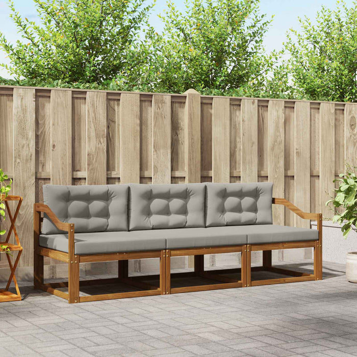 Set de canapele de exterior 3 pcs Gri natural și deschis - WALTI WALTI