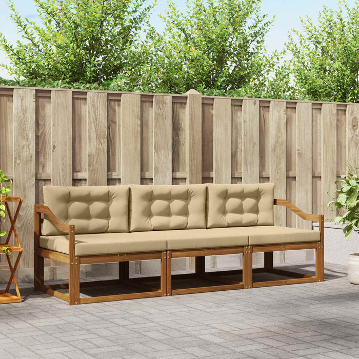 Set de canapele de exterior cu pernă 3 pcs Natural și Bej - WALTI WALTI