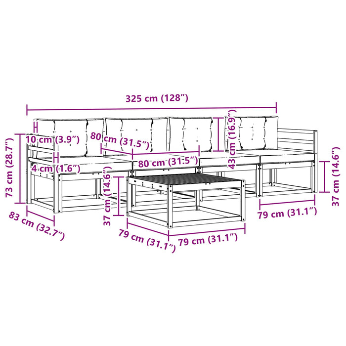 Set de canapele de exterior cu pernă 5 pcs Natural și Crem - WALTI WALTI