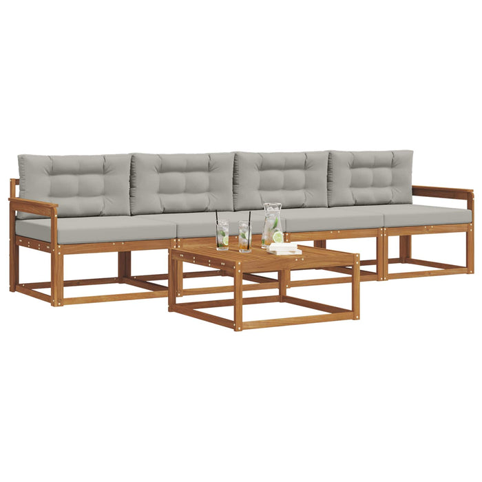 Set de canapele de exterior 5 pcs Gri natural și deschis - WALTI WALTI