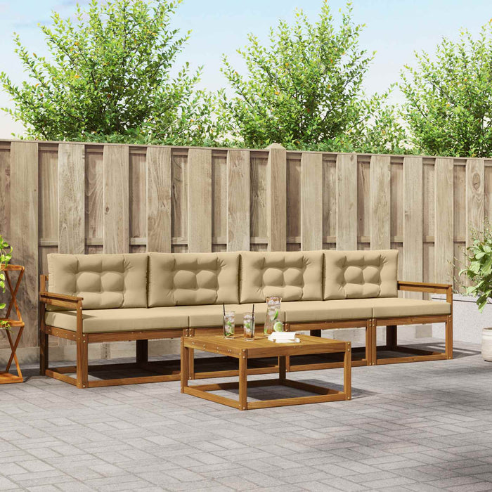 Set de canapele de exterior cu pernă 5 pcs Natural și Bej - WALTI WALTI