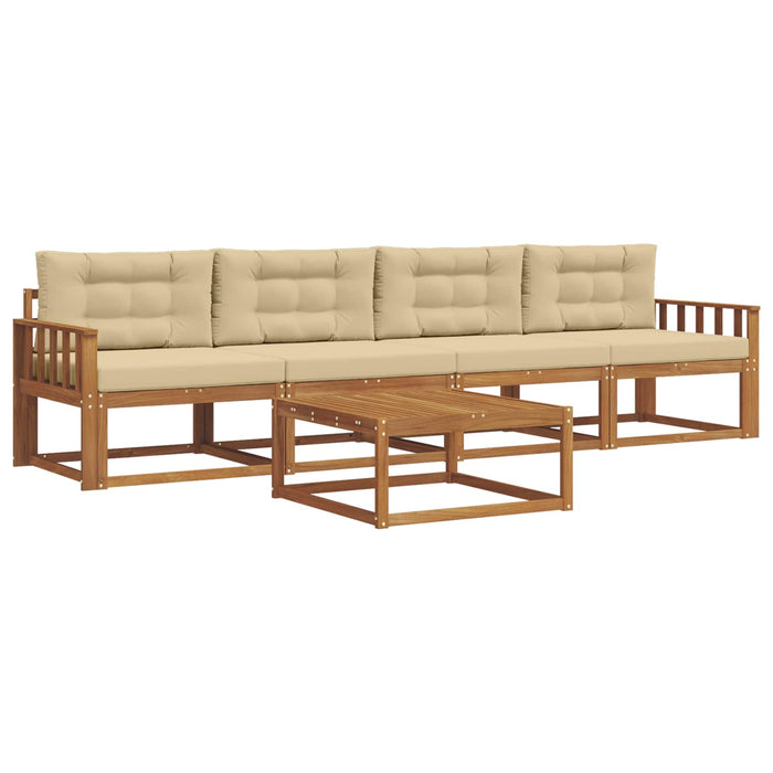 Set de canapele de exterior cu pernă 5 pcs Natural și Bej - WALTI WALTI