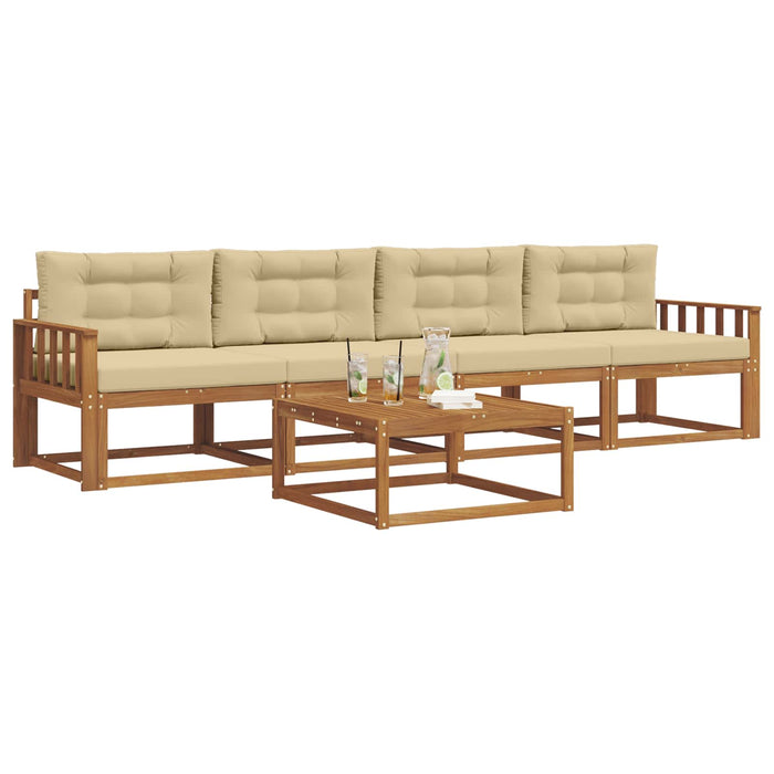 Set de canapele de exterior cu pernă 5 pcs Natural și Bej - WALTI WALTI