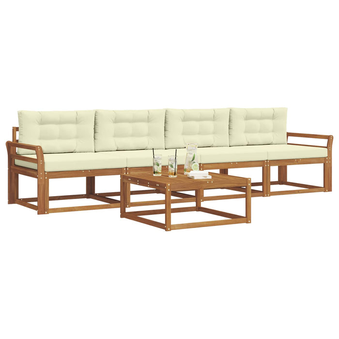 Set de canapele de exterior cu pernă 5 pcs Natural și Crem - WALTI WALTI