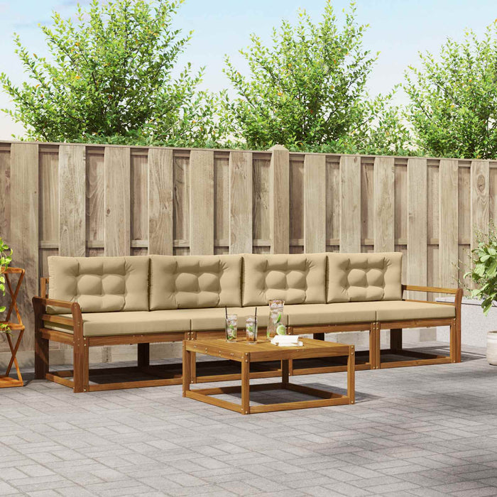Set de canapele de exterior cu pernă 5 pcs Natural și Bej - WALTI WALTI
