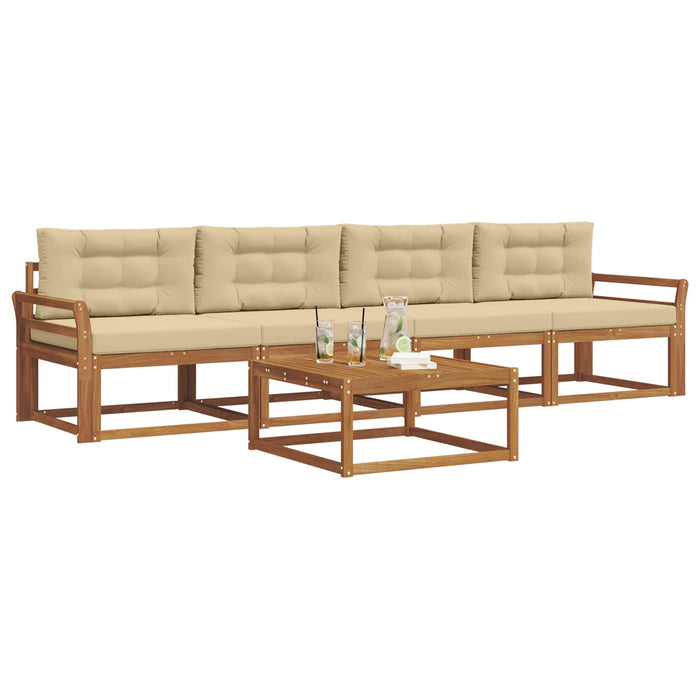 Set de canapele de exterior cu pernă 5 pcs Natural și Bej - WALTI WALTI