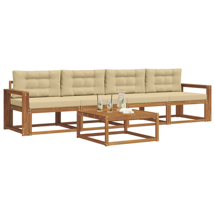 Set de canapele de exterior cu pernă 5 pcs Natural și Bej - WALTI WALTI
