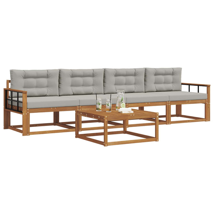 Set de canapele de exterior 5 pcs Gri natural și deschis - WALTI WALTI