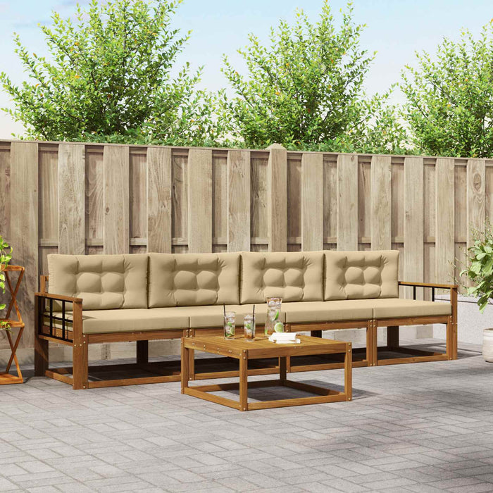 Set de canapele de exterior cu pernă 5 pcs Natural și Bej - WALTI WALTI
