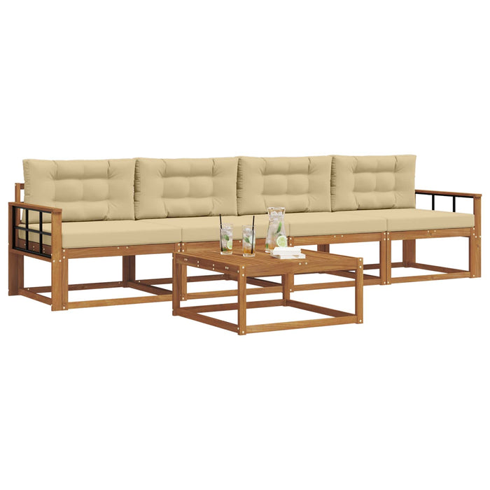 Set de canapele de exterior cu pernă 5 pcs Natural și Bej - WALTI WALTI