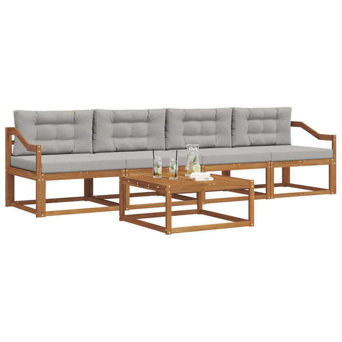 Set de canapele de exterior 5 pcs Gri natural și deschis - WALTI WALTI