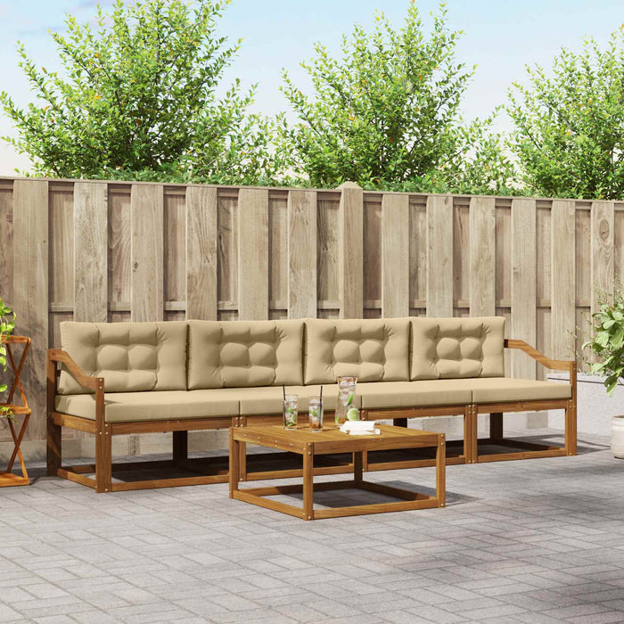 Set de canapele de exterior cu pernă 5 pcs Natural și Bej - WALTI WALTI
