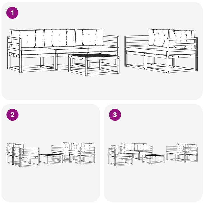 Set de canapele de exterior cu pernă 6 pcs Natural și Antracit - WALTI WALTI