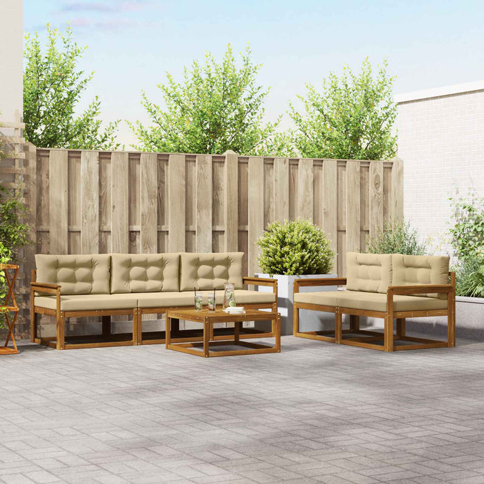 Set de canapele de exterior cu pernă 6 pcs Natural și Bej - WALTI WALTI
