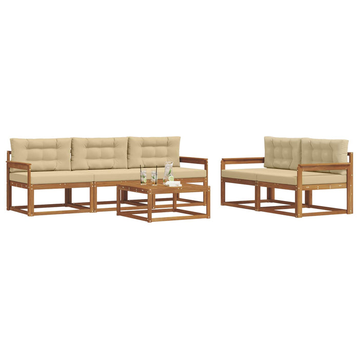 Set de canapele de exterior cu pernă 6 pcs Natural și Bej - WALTI WALTI