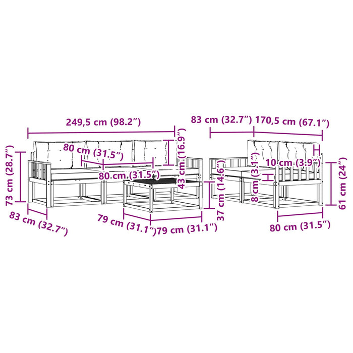 Set de canapele de exterior cu pernă 6 pcs Natural și Crem - WALTI WALTI