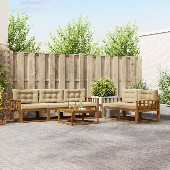 Set de canapele de exterior cu pernă 6 pcs Natural și Bej - WALTI WALTI