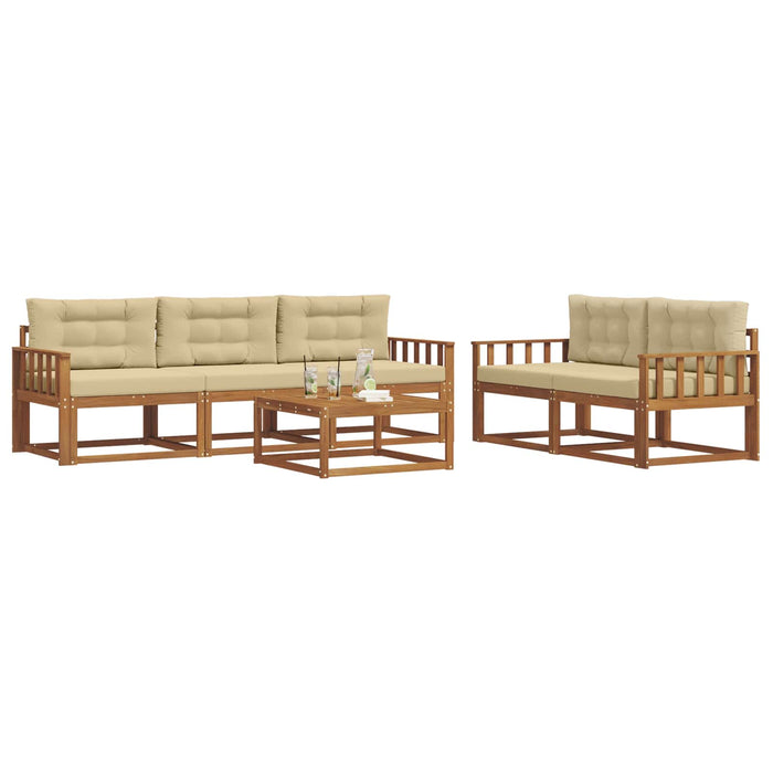 Set de canapele de exterior cu pernă 6 pcs Natural și Bej - WALTI WALTI