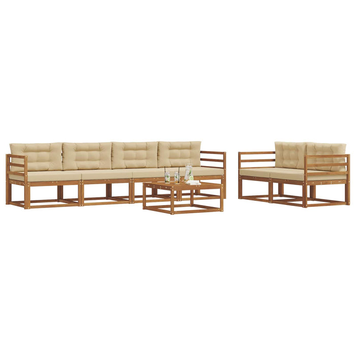 Set de canapele de exterior cu pernă 7 pcs Natural și Bej - WALTI WALTI